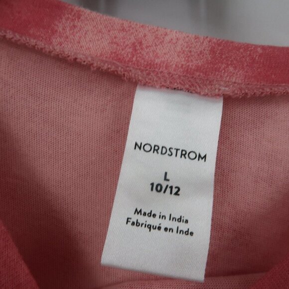 Nordstrom Rose Pink Tie-dye Knot Front Long Sleeve T-Shirt Size Large 10/12 NWT - Picture 2 of 7